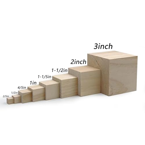 Wood Blocks for Crafts, Unfinished Wood Cubes, 1 Inch Natural Wooden Blocks, Pack of 50 Wood Square Blocks, Wooden Cubes for Arts and Crafts and DIY SIWUCHYE