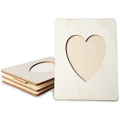 Heart Shaped Unfinished Wood Picture Frames for 4 x 6 Photos (5.9 x 7.9 In, 4 Pack)