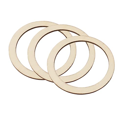 SEWACC 50pcs Natural Wood Frame Wood Decor Rustic Decor Bamboo Hoops for Crafts Flat Wreath Form Wooden Circles DIY Craft Decor Ring Dreamcatcher SEWACC