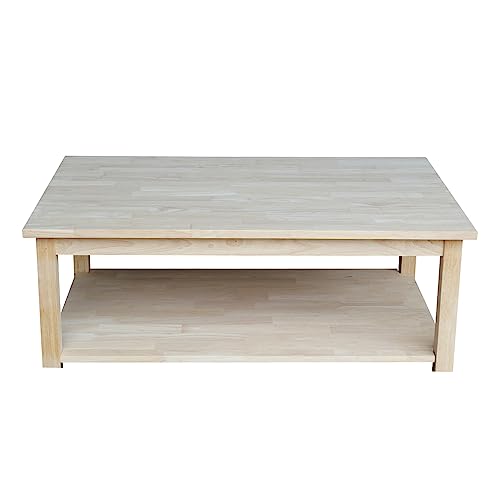 IC International Concepts Solano Coffee Table, 42 in W x 25 in D x 18 in H, Unfinished IC International Concepts