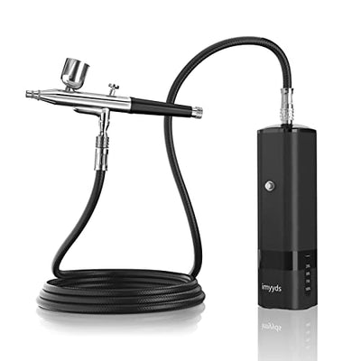 imyyds Airbrush Kit with Compressor, 32PSI High Pressure Cordless Airbrush Gun, Portable Dual Action Handheld Mini Rechargeable Air Brushes for