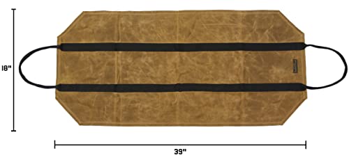 Readywares Waxed Canvas Firewood Carrier, Heavy Duty Firewood Log Carrier, Classic Durable Design Tan Readywares