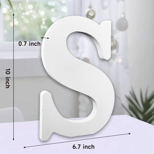 AOCEAN 10 Inch White Big Wood Letters, Unfinished Wooden Letters for Wall Decor Decorative Standing Letters Slices Sign Board Decoration for Craft AOCEAN