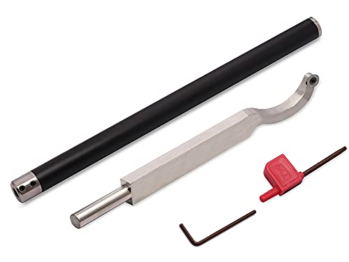 Swan Neck Hollower Carbide Tipped Lathe Chisel Mini Tools Bar Wood Turning Tool Set with Ci3 12mm Round Carbide Insert Cutter for Wood Hobbyist or Asieg Tool