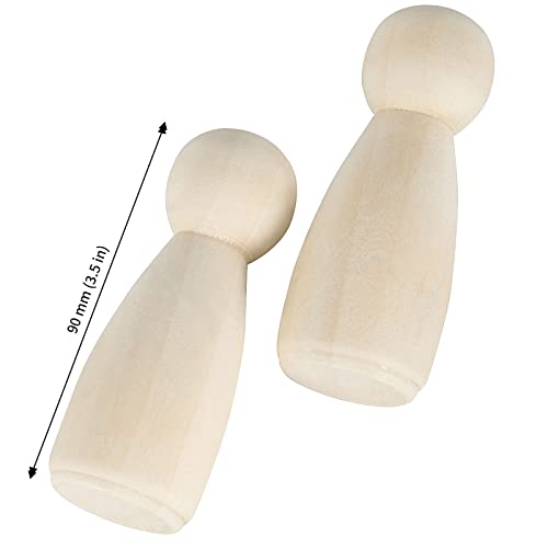 JAPCHET 50 Pack 3-1/2 Inch Large Wooden Peg Dolls, Unfinished Wooden Jumbo Peg People Wood Doll Bodies Figures for Painting, DIY Art Craft Projects, JAPCHET