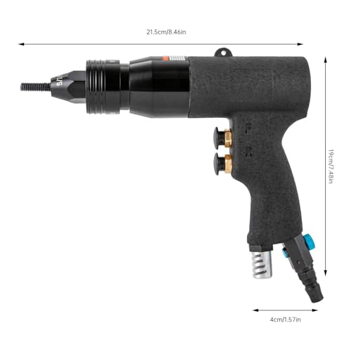TFCFL Pneumatic Rivet Gun with 10-24", 1/4", 5/16", 3/8" Gun Head, Air Rivet Nut Tool Kit 1/4" Air Inlet with 20 Mandrels Riveting Gun Kit, 400rpm TFCFL