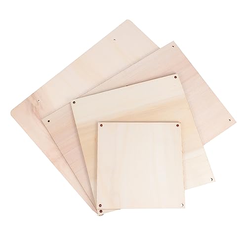 COHEALI 4pcs Square Blank Drawing Board Unfinished Door Plaque Hanging Blank Sign Decorative Signs Unfinished Painting Boards Wedding Decor Front COHEALI