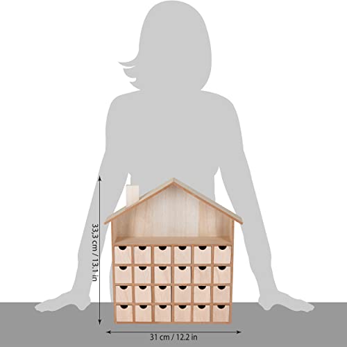 BRUBAKER Wooden Advent Calendar to Fill with 24 Drawers - DIY Unfinished Christmas Calendar for Painting, Crafting and Self-Design - Christmas House BRUBAKER