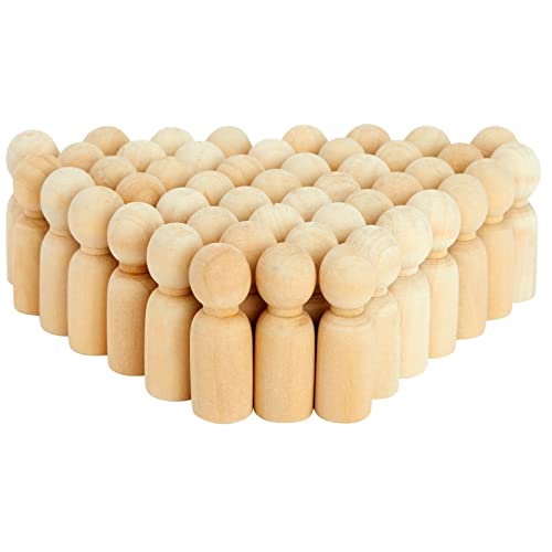 Wood Peg Dolls, Peg Doll Kit (2.4 in, 50-Pack) Bright Creations
