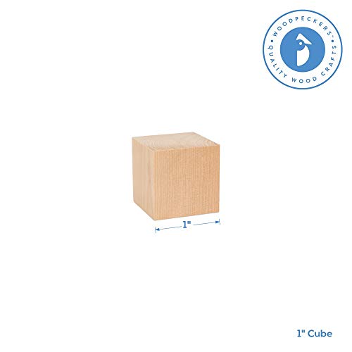 Unfinished Wood Craft Cubes 1 inch, Pack of 50 Small Wooden Blocks to Decorate, Wooden Cubes for Crafts and Décor, by Woodpeckers Woodpeckers