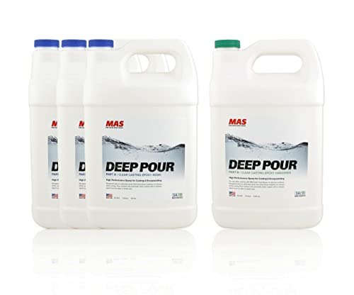MAS Epoxies Deep Pour Epoxy Resin Kit - Crystal Clear, Slow Curing Epoxy Resin for Casting, River Tables, Encapsulating, Live Edge Slabs, Molds, MAS