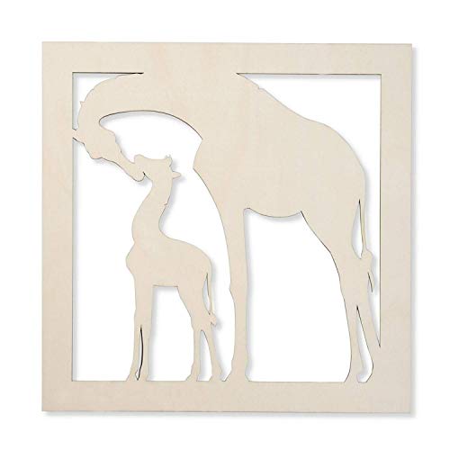 2-Piece Unfinished Wooden Giraffe Cutout Wall Art Decor for DIY Painting Crafts Brown Wood Unknown