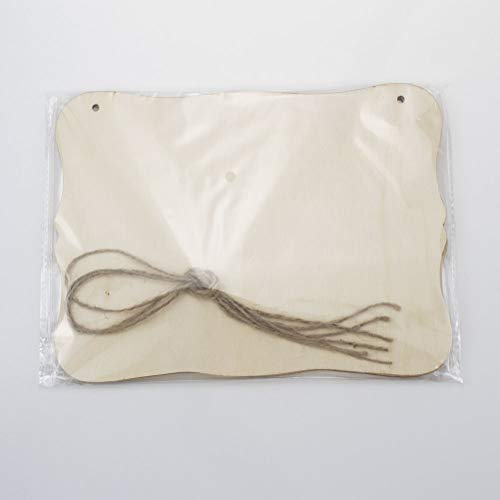 JANOU 3pcs Unfinished Wood Sign Blank Hanging Wooden Plaque DIY Craft Project Wood Sign with Rope Door Wall Art Decorative, Style 3, 9x6.5'' JANOU