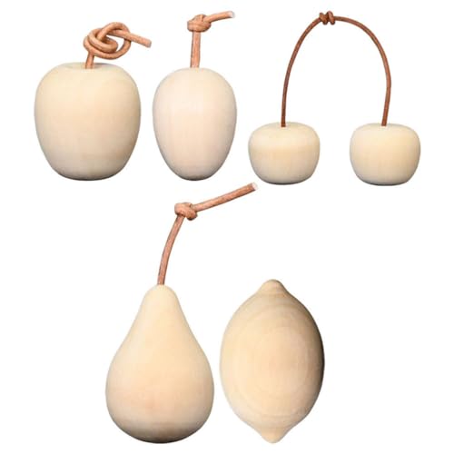 Artibetter 5pcs Unfinished Wooden Peg Dolls Unpainted Pear Apple Lemon Cherry Figure Wooden Fruits Decoration for Craft Thanksgiving Christmas Home ARTIBETTER
