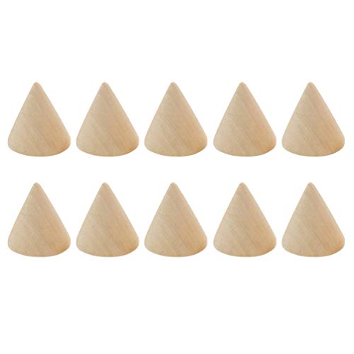 SUPVOX 10pcs Natural Wood Cone Ring Holders Unpainted Wooden Cones to Craft Paint Jewelry Display Stand 3.1cm SUPVOX