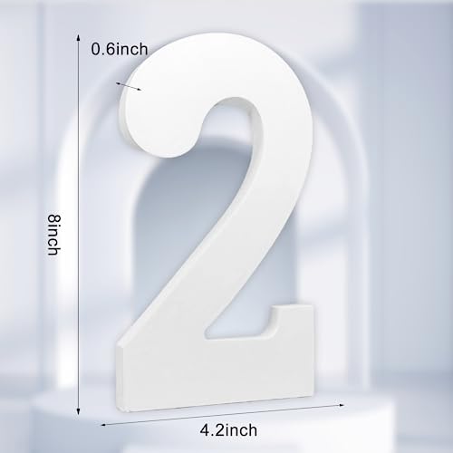 8 Inch White Wood Numbers, Unfinished Wood Numbers for Wall Decor Decorative Standing Numbers Slices Sign Board Decoration for Craft Home Party AOCEAN
