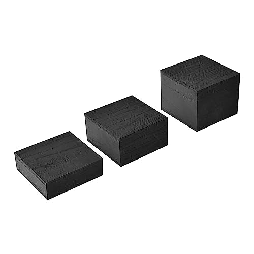 MOOCA Customizable Wooden Display Risers Set - 3 Different Height Stands for Jewelry, Watches, Cosmetics, and Accessory, Black Color MOOCA