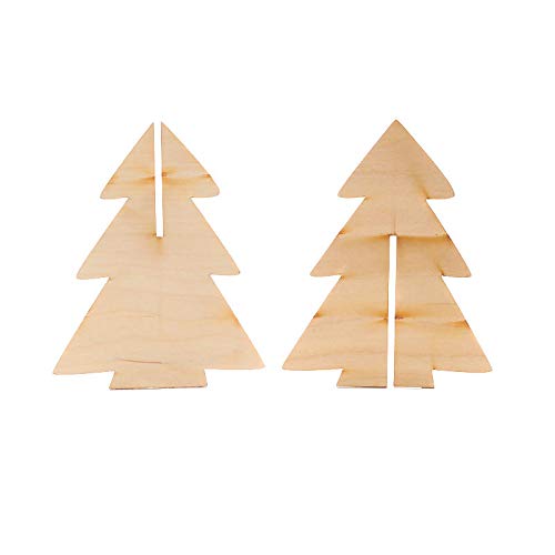 Factory Direct Craft Pack of 6 Unfinished Wooden Standing Christmas Trees - Wood Trees for Fall Crafts and DIY Holiday Table Favors - Made in USA Factory Direct Craft