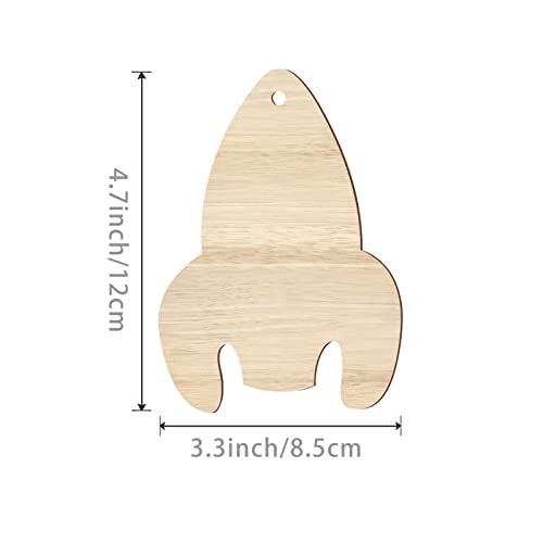 Rocket Hanging Wood Space Rocket Unfinished Wood with Twines DIY Craft Ornament for Christmas Wedding Birthday Thanksgiving Party Space Theme Party Lamantery