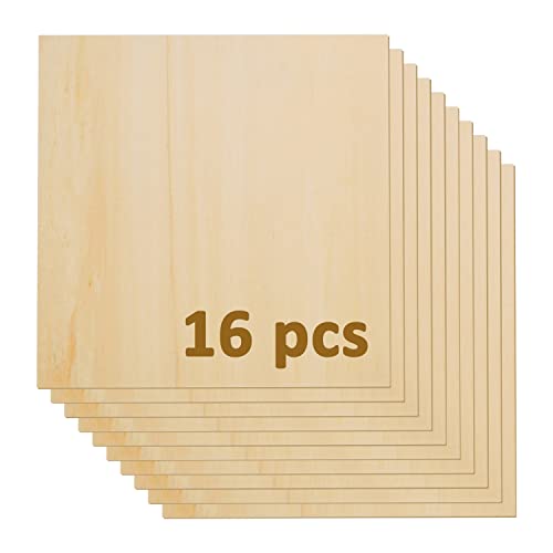 OUYZGIA 16 Pcs Plywood Basswood Sheets 400x400x3mm 15.7”x15.7”x1/8” Unfinished Wood Sheet for Laser Cutting Engraving DIY (400x400x3mm, 16 Pcs) OUYZGIA