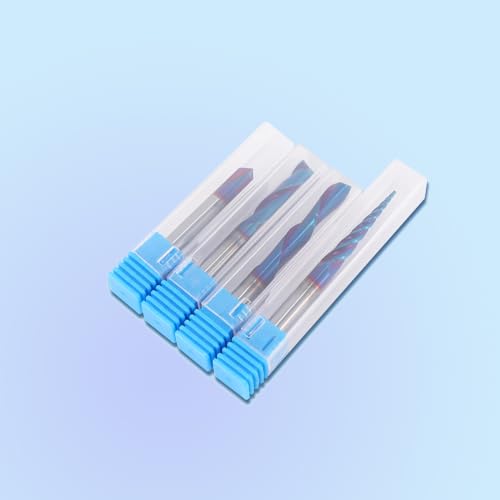 HQMaster CNC Router Bits 4pcs 1/4 Inch Shank Carving Bit Set for Wood Detail Profile V Groove Engraving Solid Carbide CNC Router Bit Collection HQMaster