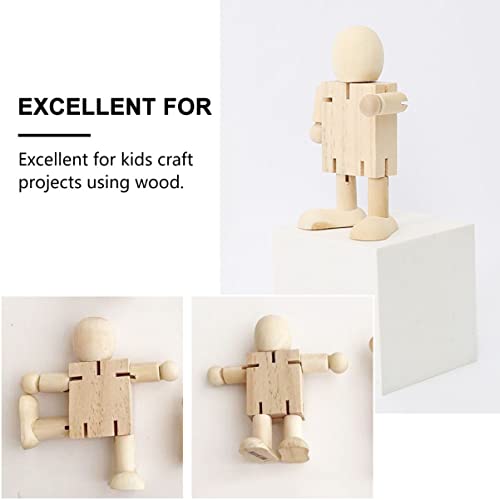 ARTIBETTER 6 Pcs Joint Puppet Toys Artist Wooden Tiny Doll Bodies Painting Graffiti Unfinished People Bodies Unfinished Wooden Robot Bodies Kids ARTIBETTER