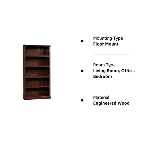 Sauder Miscellaneous Storage 5 Bookcase/Book Shelf, L: 35.28" x W: 13.23" x H: 69.76", Select Cherry finish Sauder