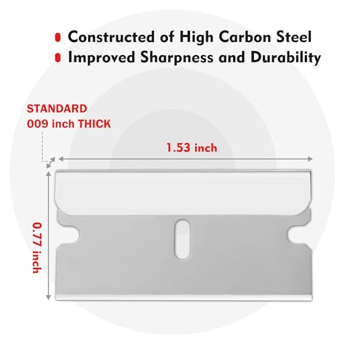 WORKPRO 100-Pack Single Razor Edge Blades, Industrial Scraper Razor Blades, High Carbon Steel One Edge Razor Blades WORKPRO