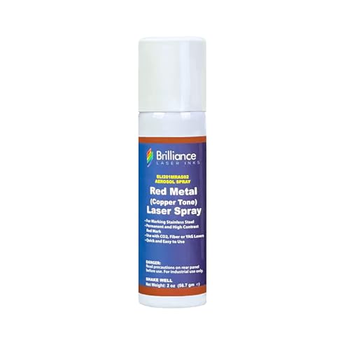 Brilliance Laser Inks 2 Oz Aerosol Red (Copper Tone) Laser Marking Spray for High Contrast Metals Mark | Permanent Durable Metal Ink for Fiber, YAG, Brilliance Laser Inks