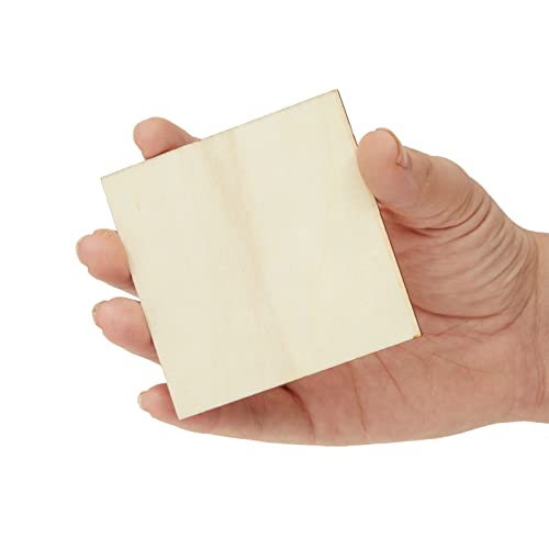 60 Pack Unfinished Wood Pieces 3x3 Inch, Blank Wooden Squares for Crafts, Cutout Tiles for DIY Coasters, Painting, Engraving Juvale