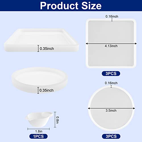 6 PCS Thickened Coaster Resin Molds, Coaster Silicone Molds for Epoxy Resin, Coaster Molds for Resin Casting, Epoxy Resin Molds for DIY Resin Sjubaopen