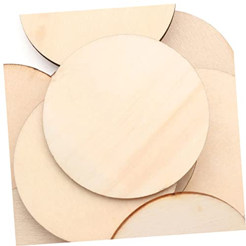 DECHOUS 30 Pcs Round Wooden Plate Pendant Unfinished Easter Tree Circles Unfinished Wood Rounds Unfinished Wood Crafts Round Disc Cutouts Blank Wood DECHOUS
