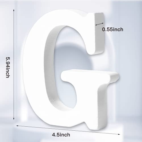 AOCEAN 6 Inch White Wood Letters Unfinished Wood Letters for Wall Decor Decorative Standing Letters Slices Sign Board Decoration for Craft Home Party AOCEAN