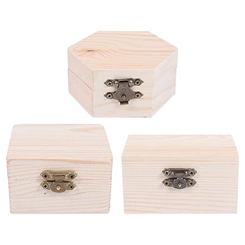 Healifty 3pcs Boxes Jewelry Box White Embryo Wood Painted Jewelry Organizer Tray Unfinished Wood Crates Rings Storage Organizer Kids Jewelry Healifty