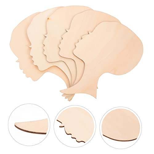EXCEART 10pcs Painting Wood Chips Wooden Silhouette Head Wood Painting Crafts Mother Day Door Sign Wood Bead Wreath Doll Heads for Crafts Mother and EXCEART
