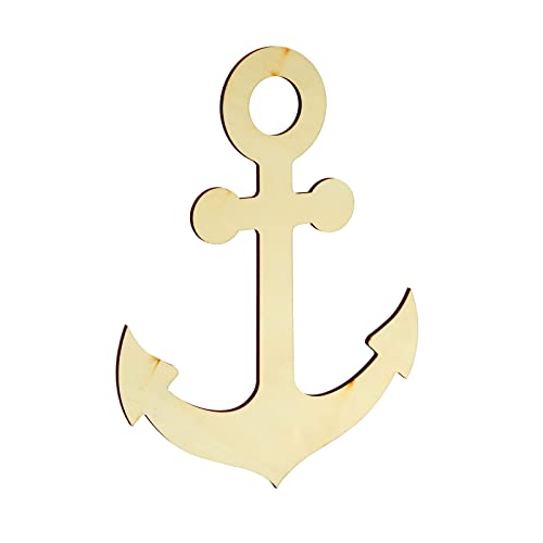 6 Pack Unfinished Wooden Anchors for Crafts, Nautical Wood Cutouts for DIY Projects, Nautical Decor (11.6 x 8.8 in) Juvale