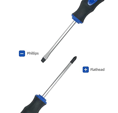 6PCS Magnetic Tip Screwdriver Set, 3 Phillips and 3 Flat, Professional Cushion Grip | 6-Piece Hand Tools Set ROTATION