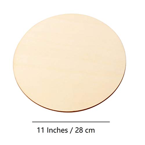 11 Inches Round Shape Unfinished Wood DIY Crafts Circle Wooden Cutouts Wood Discs Slices for Home Painting DIY Projects Craft Decor Pack of 3pcs Qingmao