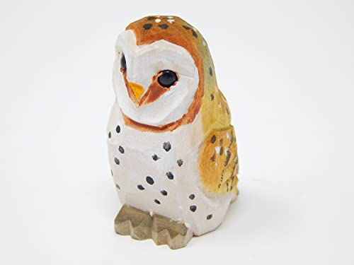 Selsela Barn Owl Fake Keychain Ring Clip Charm Farm Bird Miniature Wood Mini Figurine Small Animal Selsela