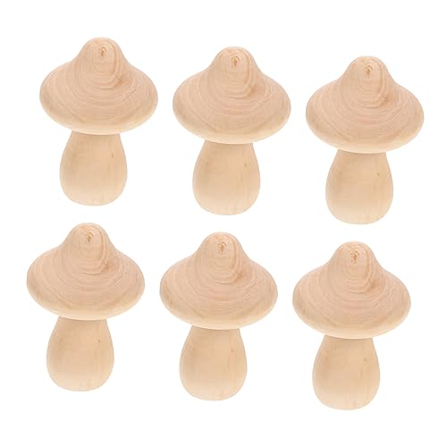 Yardwe 10pcs Wooden Mushroom Unfinished Wooden Peg Doll Micro Landscape Accessories Wood Carved Mushrooms Garden Wooden Mini Wood Mushrooms Mini Yardwe