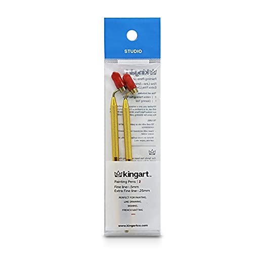 KINGART Fine Line Painting Pen 0.5mm Fine Line Brass Tips. Fluid Writer Paint Applicator Pen with Reservior, Prefect Tool for Drawing Lines, KINGART