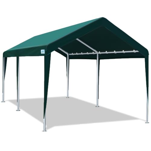 ADVANCE OUTDOOR Adjustable 10x20 ft Heavy Duty Carports Car Canopy Garage Boat Shelter Party Tent, Adjustable Height from 9.5 ft to 11 ft, Green ADVANCE OUTDOOR
