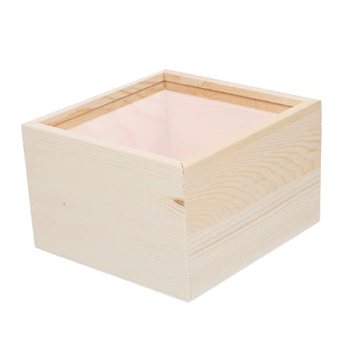 ABOOFAN 5pcs Box Storage Wooden Box Arts and Crafts for Adults Clear Keepsake Boxes with Lids Jewelry Gift Boxes for Earrings Unfinished Wooden Crate ABOOFAN