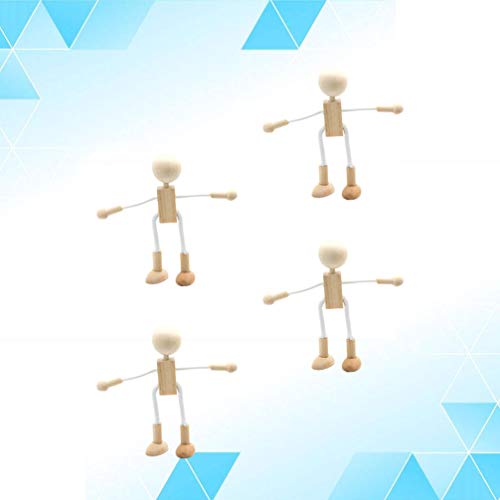 Exceart Wooden Pegs Wooden Pegs Peg Doll Supplies 4PCS Unfinished Wood Doll Shapeable Educational Crafts Toys Desktop Decoration for Kids DIY EXCEART