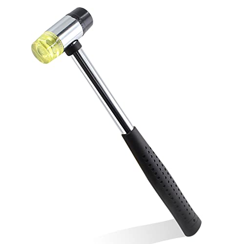 Cionyce Rubber Mallet Hammer, 25mm Dual Head Soft Mallet Hammer Nylon Rubber Hammer, Metal Mallet with 2pc Conversion Head for Jewelry, Leather Cionyce