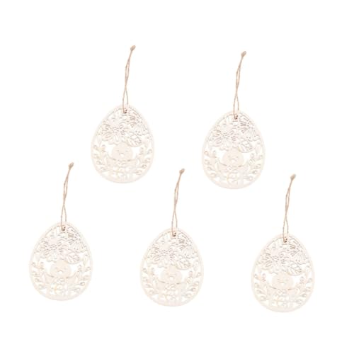 BESPORTBLE 5pcs Easter Ornaments Easter Wooden Egg Cutouts Easter Bunny Embellishments Unfinished Bunny Cutouts BESPORTBLE