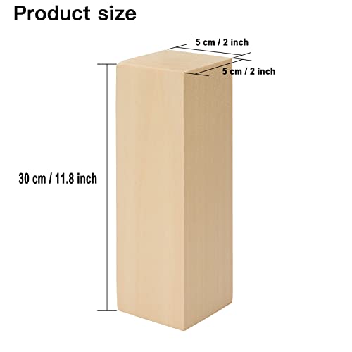 2 Pack Unfinished Basswood Carving Blocks Kit, 12 x 2 x 2 Inch Unfinished Bass Wood Whittling Soft Wood Carving Block Set for Kids Adults Wood PONGJA