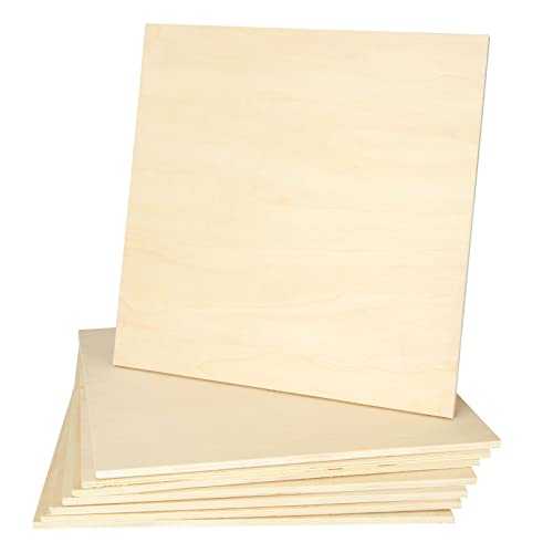 8 Pack 11.8 x 11.8 Inch Basswood Sheets 1/4 Inch Thick Square Plywood Sheets Unfinished Wood Sheets for Crafts DIY Project Mini House Building ZOFORTY