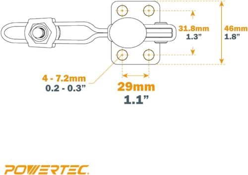 POWERTEC 2PK Toggle Clamp, 500 lbs Holding Capacity, 12130 Quick Release Vertical Clamps w/Antislip Rubber Pressure Tip for Woodworking Jigs and POWERTEC