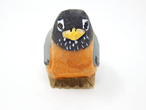 Selsela Robin Keychain Ring Clip Charm Bird Miniature Wood Songbird Mini Figurine Small Animal Selsela